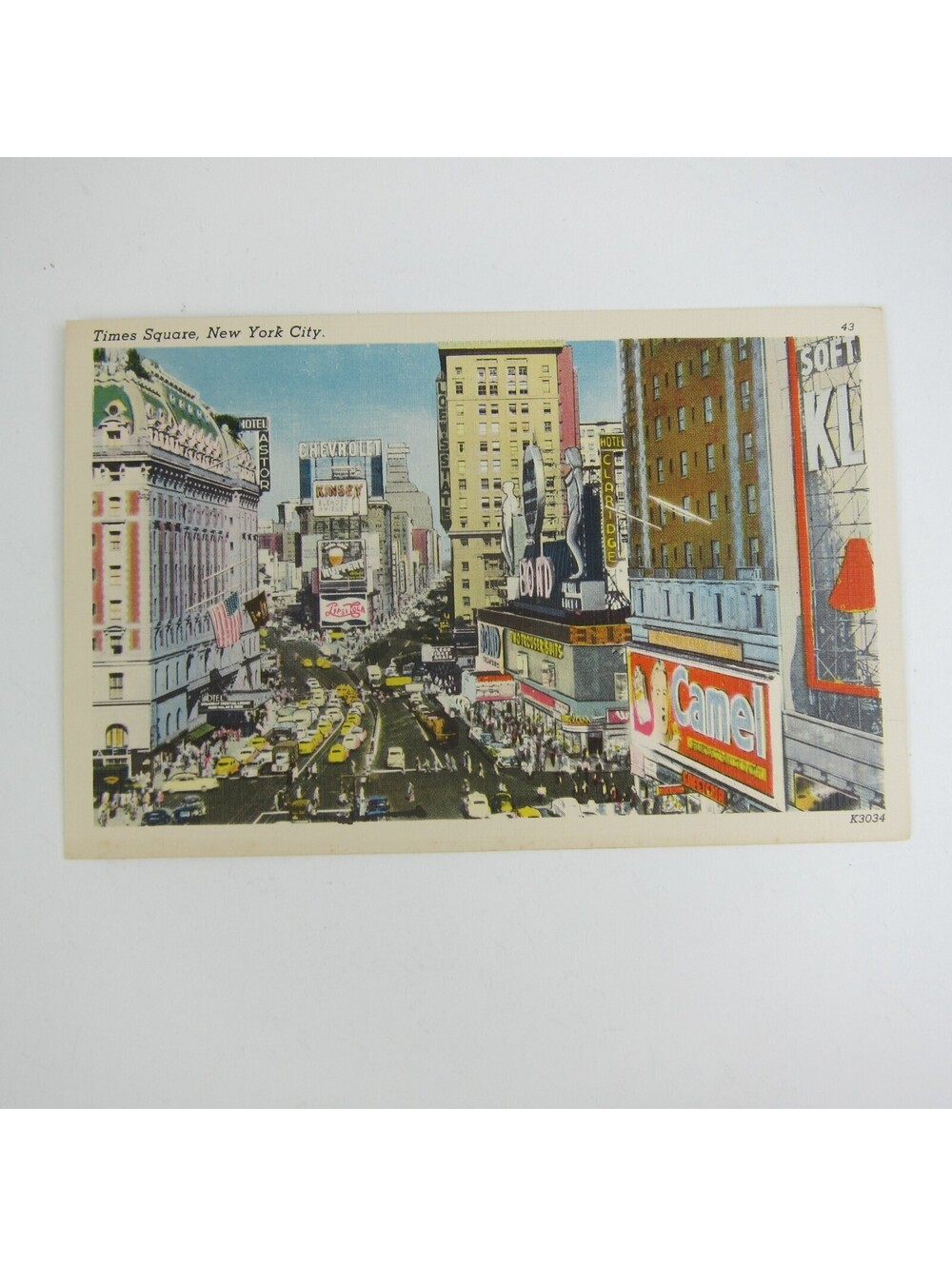 Linen Postcard New York City Times Square Nightclubs Restaurants Hotels Vintage